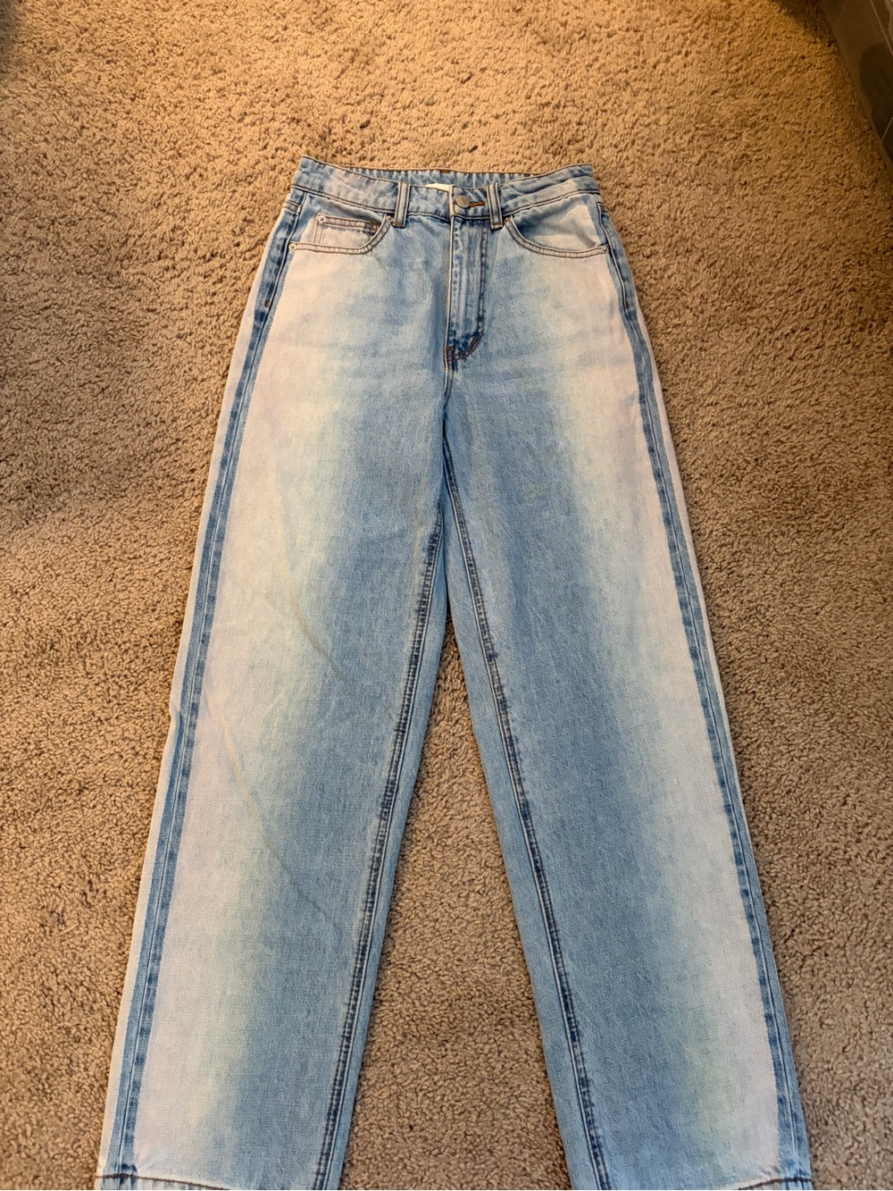 BDG Two-Tone Light Blue High-Rise Straight Jeans